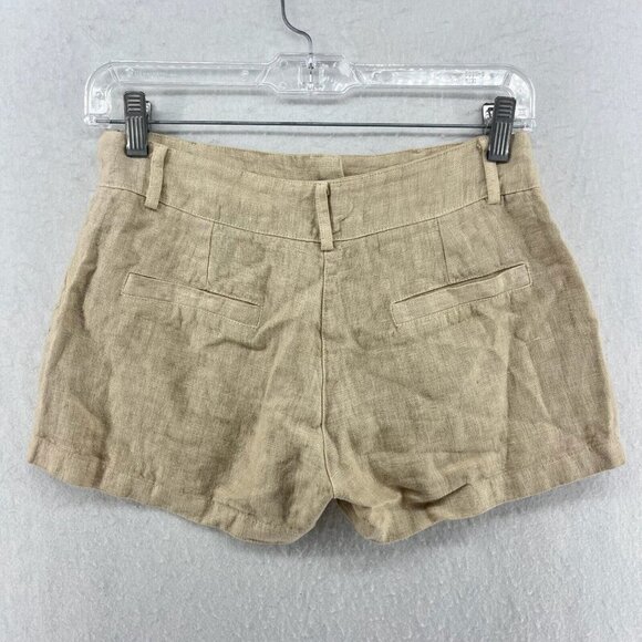Haris Cotton Linen Shorts Womens XS Brown Mid Rise Chino Lightweight Summer Boho - Picture 2 of 8
